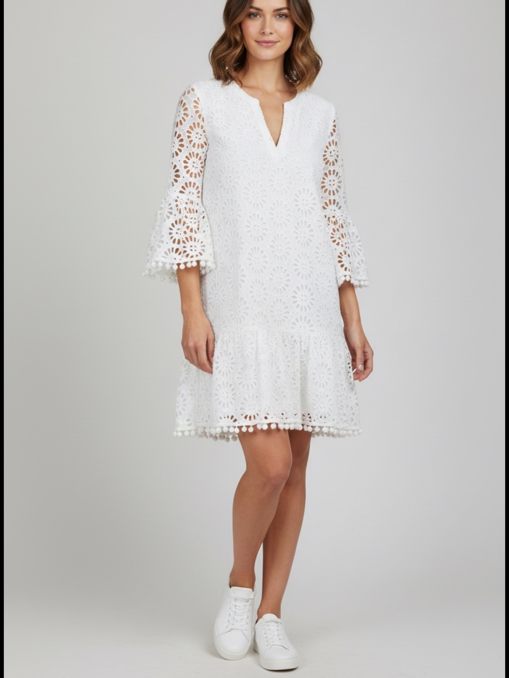 NWT Lilly Pulitzer Bekah Dress Resort White Oversized Pinwheel Eyelet Size S